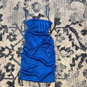 Elegant Blue Ruched Dress